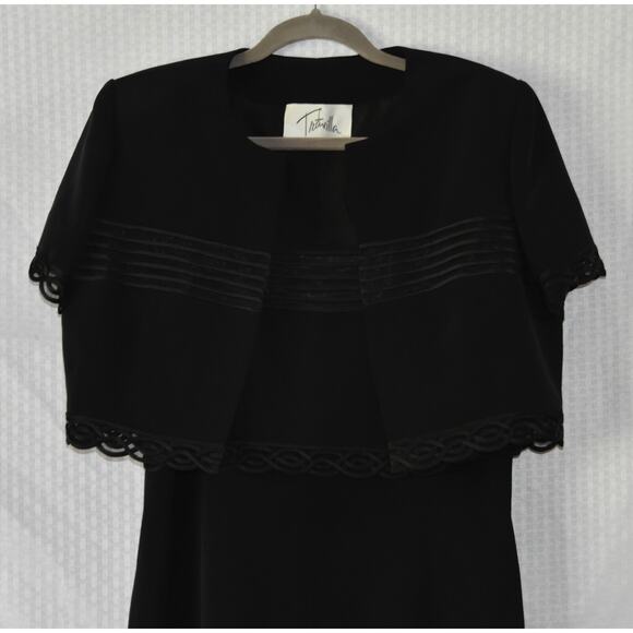 WILLIAM TRAVILLA Haute Couture Black Cocktail Dress With Jacket Size 12 - Picture 10 of 12